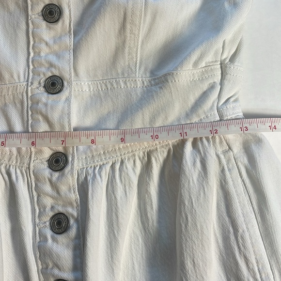 American Eagle Overall Dress Jumper white stretch denim material pockets size XS - Picture 9 of 16